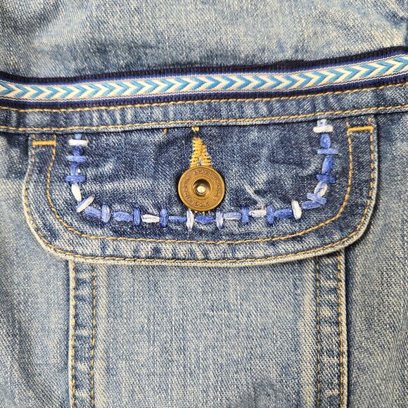 Vintage Liz Claiborne Denim Vest Western Embroidered Trim Preppy size Medium - Picture 7 of 16